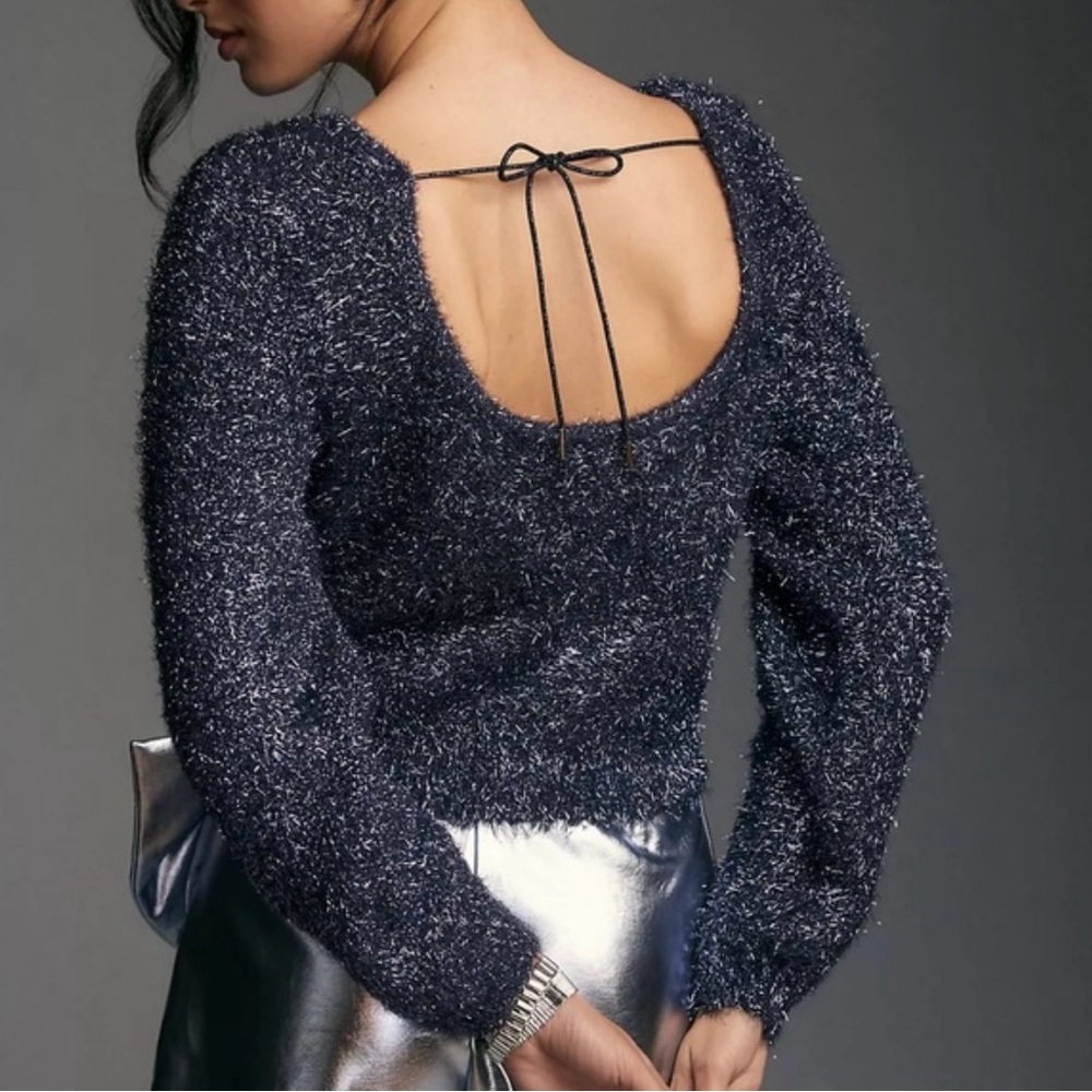 Anthropologie eyelash pull over sweater open back